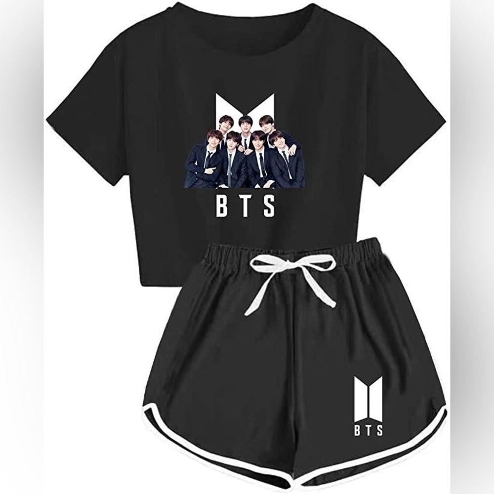 BTS Crop Top and Shorts Set for ARMY